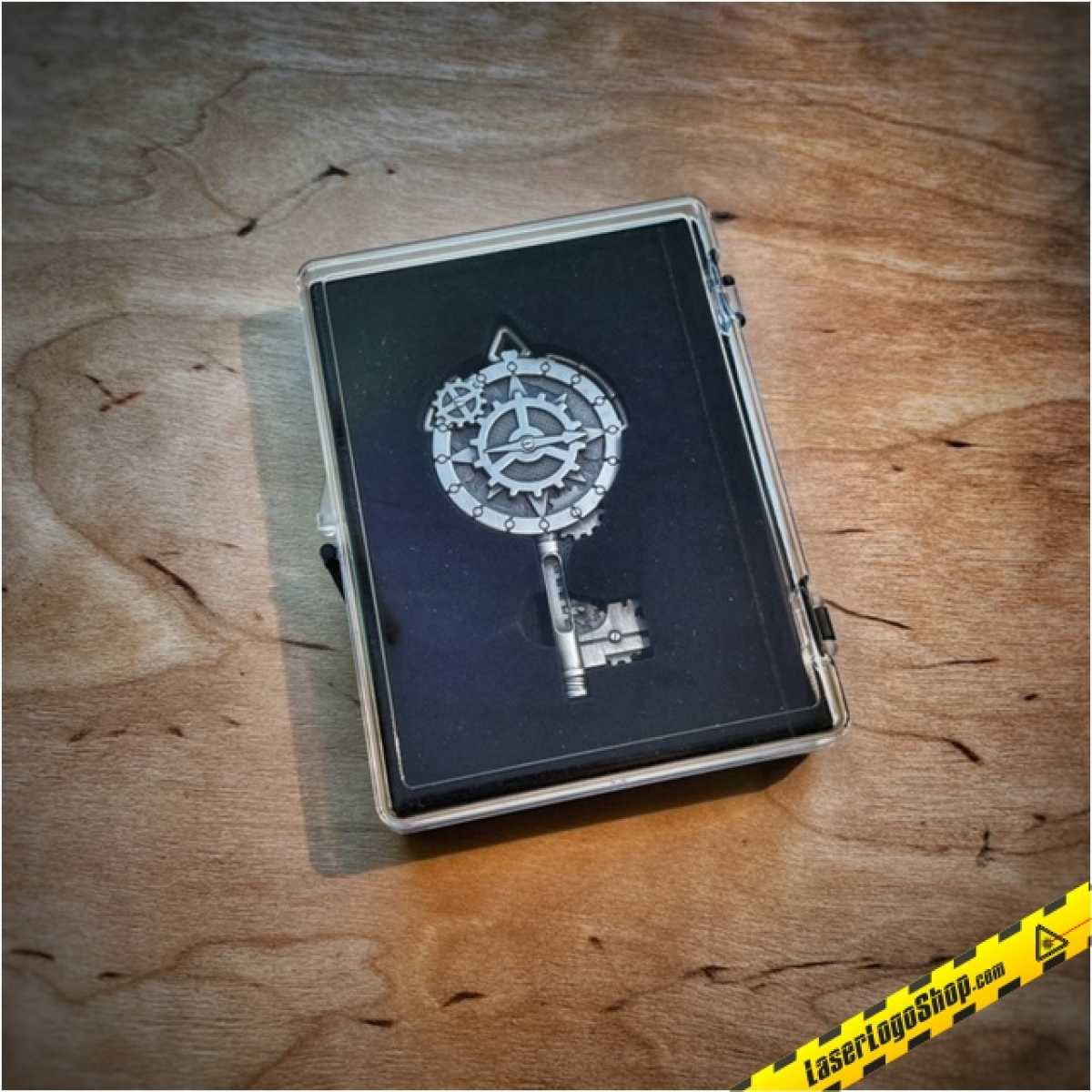 Steampunk Key Geocoin - 1 Coin wahlweise Edition "Antik Gold" / "Antik Silber" / Antik Kupfer"